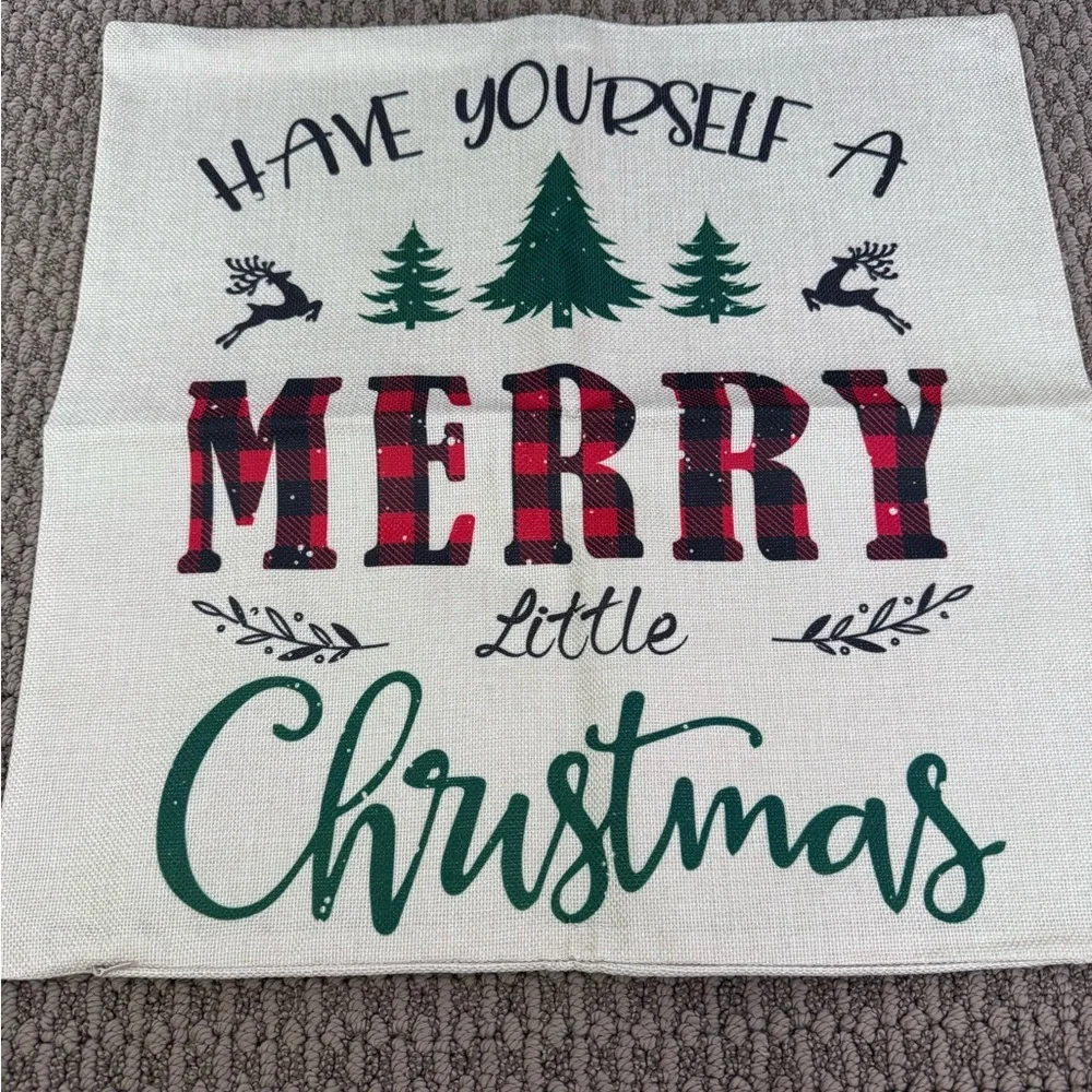 Festive Holiday Pillow Covers Set - Red, Green, Black